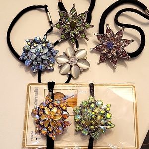 Beautiful crystal embellished hair ties. 1 nwt, other 5 pre-owned.